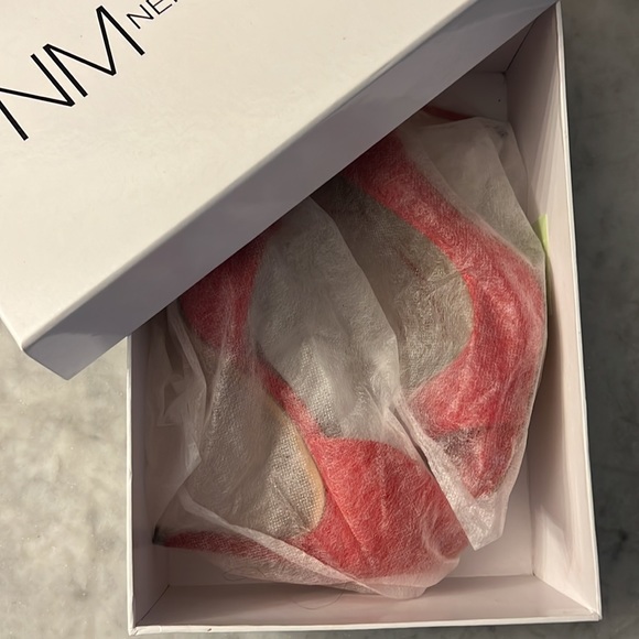 Neiman Marcus red suede sandal heels